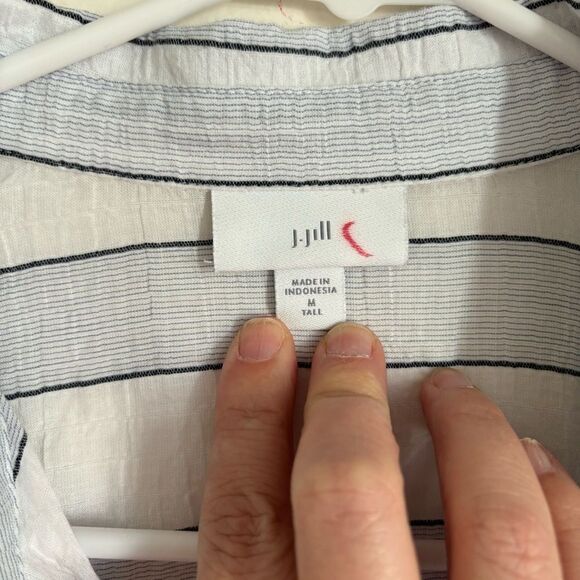 J. JILL Womens Cotton stripped light weight button down size Medium Tall EUC! - Picture 10 of 11